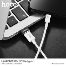Adapteris OTG USB A į USB C Hoco UA6 juodas