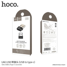 Adapteris OTG USB A į USB C Hoco UA6 juodas