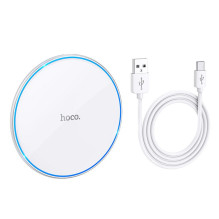 Belaidis įkroviklis Hoco 2A 15W su apšvietimu CW6 PRO baltas
