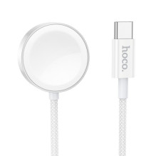 Belaidis įkroviklis Hoco 2,5W USB C, suderinamas su Apple Watch ir Samsung Watch CW59, baltas
