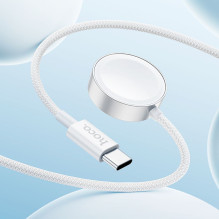 Belaidis įkroviklis Hoco 2,5W USB C, suderinamas su Apple Watch ir Samsung Watch CW59, baltas