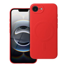 Case for iPhone 16e Silicone Mag Cover compatible with MagSafe red