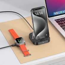 Belaidis įkroviklis Hoco 3in1 3A 5W suderinamas su Apple Watch CQ16A, juodas