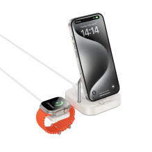 Belaidis įkroviklis Hoco 3in1 3A 5W, suderinamas su Apple Watch CQ16A, pieno baltumo