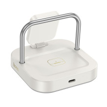 Wireles charger Hoco 3in1 3A 5W compatible with Apple Watch CQ16A milky white