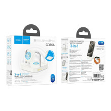 Belaidis įkroviklis Hoco 3in1 3A 5W, suderinamas su Apple Watch CQ16A, pieno baltumo