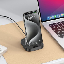 Stalinis įkroviklis Hoco 2in1 USB C PD QC 3A 30W + belaidis įkrovimas 5W CQ16B juodas