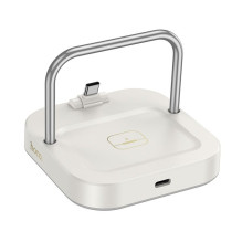 Stalinis įkroviklis Hoco 2in1 USB C PD QC 3A 30W + belaidis įkrovimas 5W CQ16B pieno baltumo