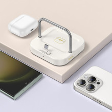 Stalinis įkroviklis Hoco 2in1 USB C PD QC 3A 30W + belaidis įkrovimas 5W CQ16B pieno baltumo