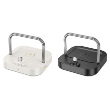 Stalinis įkroviklis Hoco 2in1 USB C PD QC 3A 30W + belaidis įkrovimas 5W CQ16B pieno baltumo