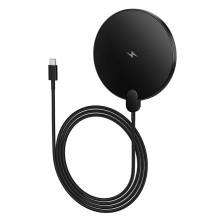 Belaidis įkroviklis Hoco 15W su USB-C laidu ir skaitmeniniu ekranu CW62, juodas