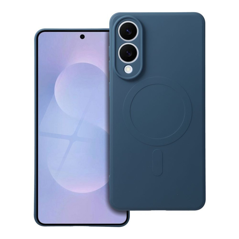 Case for Samsung S25 EDGE Silicone Mag Cover compatible with MagSafe blue