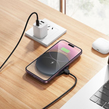 Wireless charger Hoco 15W with cable USB C and digital display CW62 black
