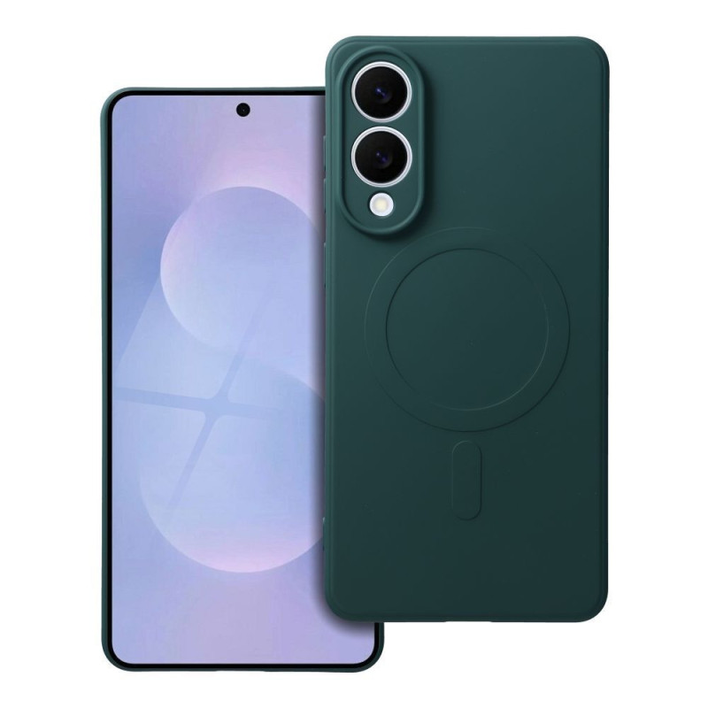 Case for Samsung S25 EDGE Silicone Mag Cover compatible with MagSafe dark green