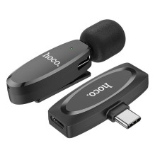 Belaidis prisegamas mikrofonas USB C Hoco L15 juodas