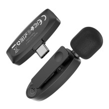 Wireless lavalier microphone USB C Hoco L15 black