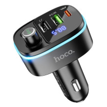 Automobilinis „Bluetooth“ siųstuvas Hoco 2 x USB A + USB C QC3.0 PD 20W E62 juodas