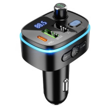 Automobilinis „Bluetooth“ siųstuvas Hoco 2 x USB A + USB C QC3.0 PD 20W E62 juodas