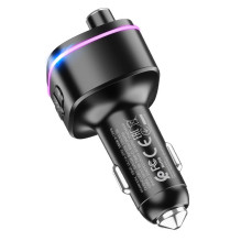 Automobilinis „Bluetooth“ siųstuvas Hoco 2 x USB A + USB C QC3.0 PD 20W E62 juodas