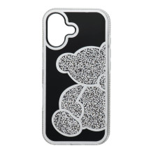 iPhone 17 dėklas, meškiukas, sidabrinis