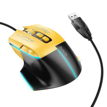 Laidinė žaidimų pelė Hoco USB A 3600 dpi GM31 juoda geltona