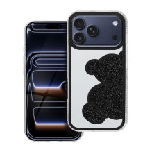 iPhone 17 PRO dėklas, meškiukas, juodas
