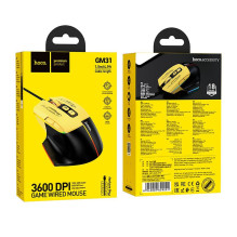 Wire gaming mouse Hoco USB A 3600 dpi GM31 black yellow