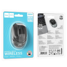 Belaidė pelė Hoco 2,4G 1600 dpi GM34 juodos spalvos metalinė pilka