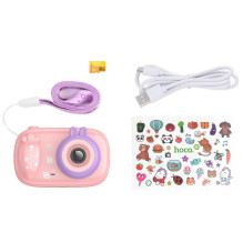 Digital kids camera with selfie function Hoco 1MP 2,0" HD Ready DV205 pink