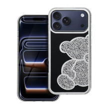 iPhone 17 PRO MAX dėklas, meškiukas, sidabrinis iPhone 17 PRO MAX dėklas, meškiukas, sidabrinis