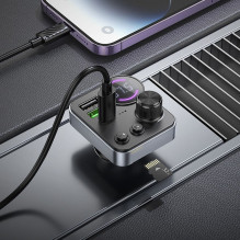 Car transmitter bluetooth Hoco 2 x USB A + USB C QC3.0 PD 48W E86 black