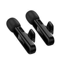 Belaidis dvigubas mikrofonas „Lightning“ / USB C „Hoco L20A“ juodas
