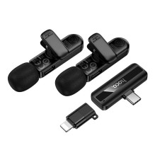Wireless double microphone Lightning / USB C Hoco L20A black