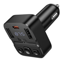 Automobilinis „Bluetooth“ siųstuvas Hoco USB A + USB C QC PD 35W E87 juodas