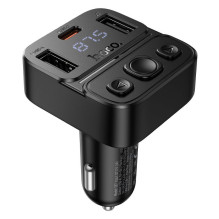 Automobilinis „Bluetooth“ siųstuvas Hoco USB A + USB C QC PD 35W E87 juodas
