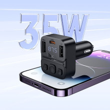 Car transmitter bluetooth Hoco USB A + USB C QC PD 35W E87 black Car transmitter bluetooth Hoco USB A + USB C QC PD 35W E87 black