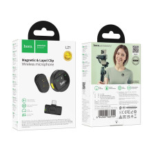 Belaidis mikrofonas USB C Hoco L21 juodas