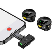 Belaidžiai mikrofonai 2in1 „Lightning“ / USB C Hoco L22, juodi