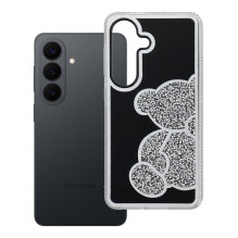 Samsung S26 dėklas, skirtas meškiukui, sidabrinis