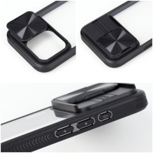 iPhone 15 PLUS dėklas, juodas, slankiklis