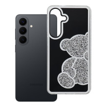 „Samsung S26 PLUS“ dėklas, sidabrinis meškiukas „Samsung S26 PLUS“ dėklas, sidabrinis meškiukas