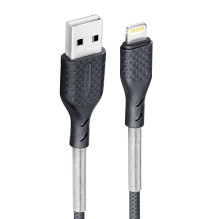 USB A tipo į „Lightning“ tipo laidas „Forcell F-Energy“ 2,4A 12W anglies pluošto, 1 m, CB-01A, juodas USB A tipo į „Lightning“ tipo laidas „Forcell F-Energy“ 2,4A 12W anglies pluošto, 1 m, CB-01A, juodas