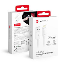 USB A tipo laidas su „Lightning“ jungtimi Forcell F-Energy MFi 2,4A 12W 1 m C703, baltas USB A tipo laidas su „Lightning“ jungtimi Forcell F-Energy MFi 2,4A 12W 1 m C703, baltas