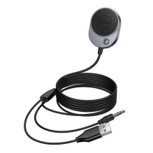 Belaidis automobilio imtuvas Hoco AUX Bluetooth su laidu Jack 3,5 mm E150 metalo pilkos spalvos