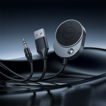 Belaidis automobilio imtuvas Hoco AUX Bluetooth su laidu Jack 3,5 mm E150 metalo pilkos spalvos