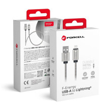 Laidas USB A į Lightning Forcell F-Energy 2,4A 12W metalinis 1 m C236 sidabrinis Laidas USB A į Lightning Forcell F-Energy 2,4A 12W metalinis 1 m C236 sidabrinis