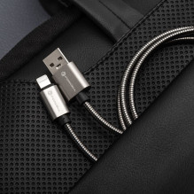 Laidas USB A į Lightning Forcell F-Energy 2,4A 12W metalinis 2 m C236 sidabrinis