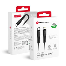 USB C į Lightning kabelis Forcell F-Energy PD 3A 27W silikoninis 1 m C346 juodas USB C į Lightning kabelis Forcell F-Energy PD 3A 27W silikoninis 1 m C346 juodas