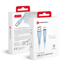 USB A tipo laidas su „Lightning“ jungtimi Forcell F-Energy 2,4A 12W silikoninis, 1 m, C343, mėlynas USB A tipo laidas su „Lightning“ jungtimi Forcell F-Energy 2,4A 12W silikoninis, 1 m, C343, mėlynas