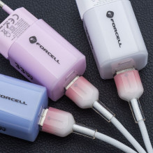USB A tipo laidas su „Lightning“ jungtimi Forcell F-Energy 2,4A 12W gradientinis 1 m C353, baltas USB A tipo laidas su „Lightning“ jungtimi Forcell F-Energy 2,4A 12W gradientinis 1 m C353, baltas